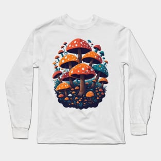 Colorful cartoon mushrooms Long Sleeve T-Shirt
